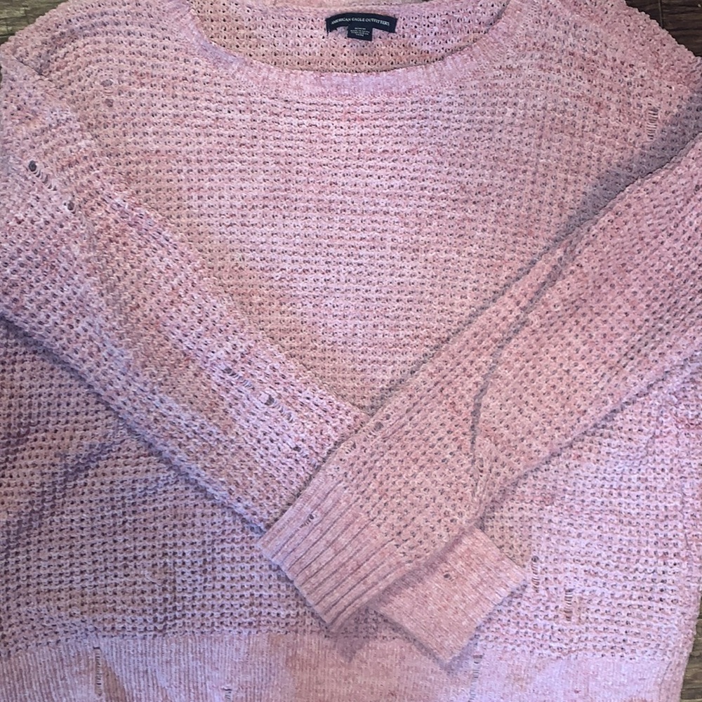 pink distressed sweater